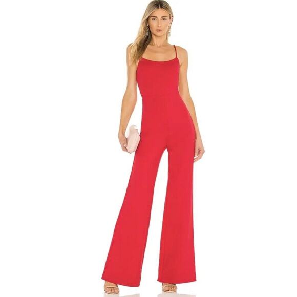 Revolve Lovers and Friends Lavinia Jumpsuit in Cherry Red size XS Wide Leg Y2K - Picture 2 of 10